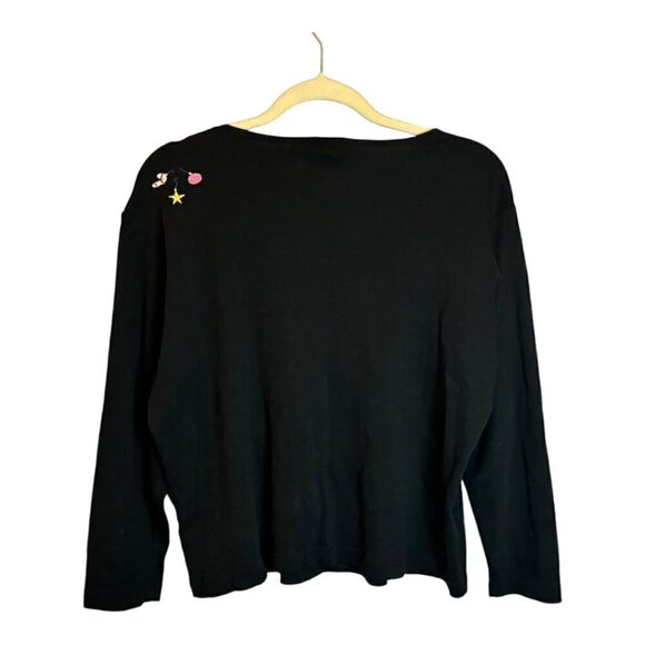 Quacker Factory Sweatshirt Women's Size Small Christmas Presents Tree Black - Picture 2 of 3